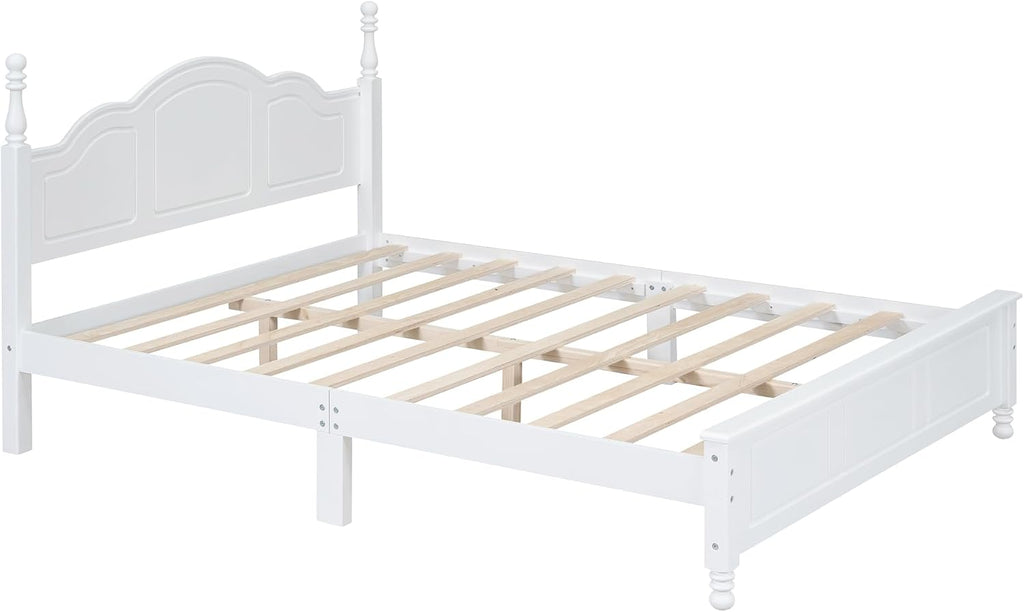 Harper & Bright Designs 3 Pieces Queen Bedroom Sets, Wooden Queen Size Platform Bed Frame with 2 Nightstands, Retro Design Queen Bedroom Furniture Sets, Easy to Assemble,White