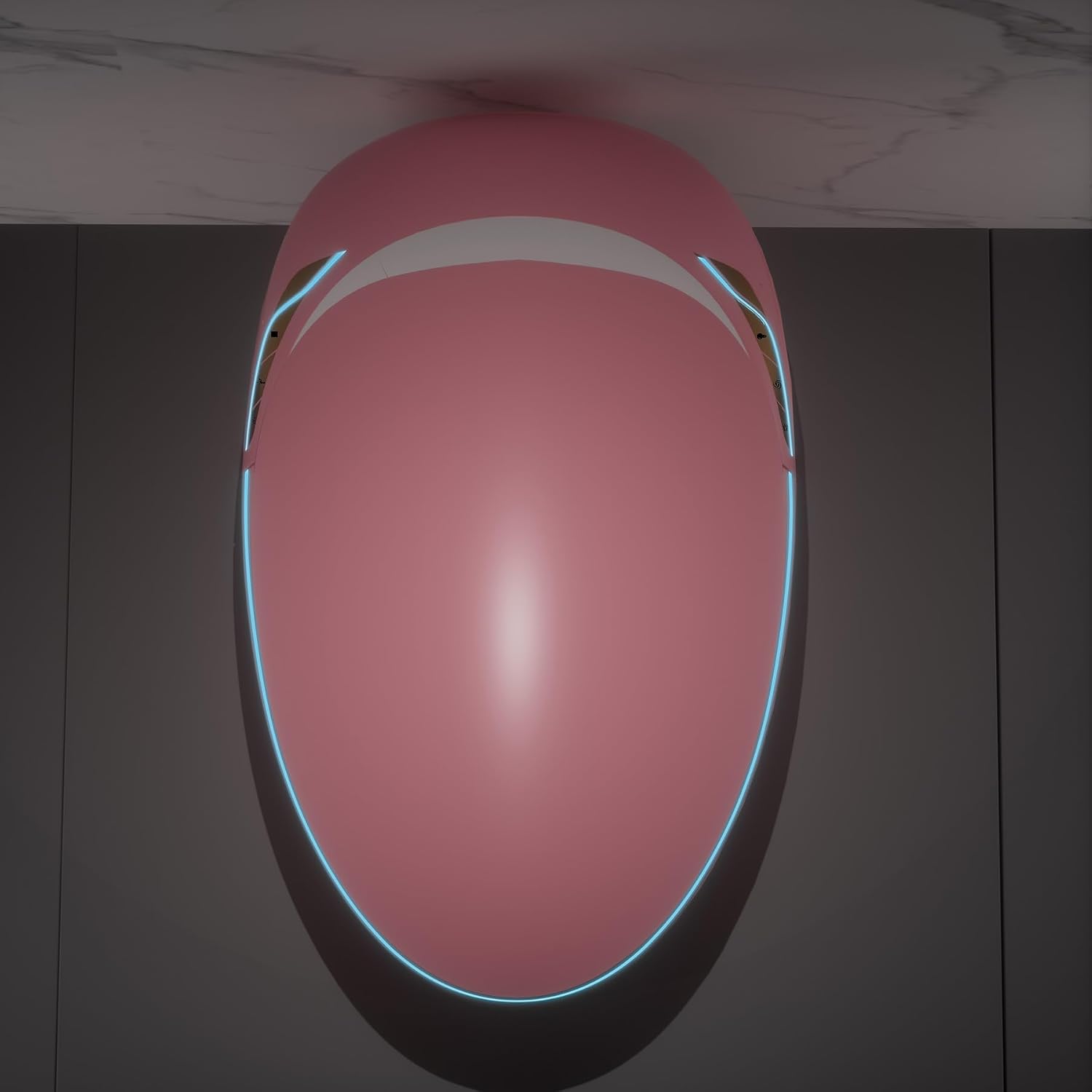 WinZo Luxury Tankless Smart Toilet With Bidet Seat, Elongated Egg Shaped Modern Design, Auto Open Flush, Adjusted Heated Seat, Warm Water and Dryer, Night Light, Side Buttons,Pink