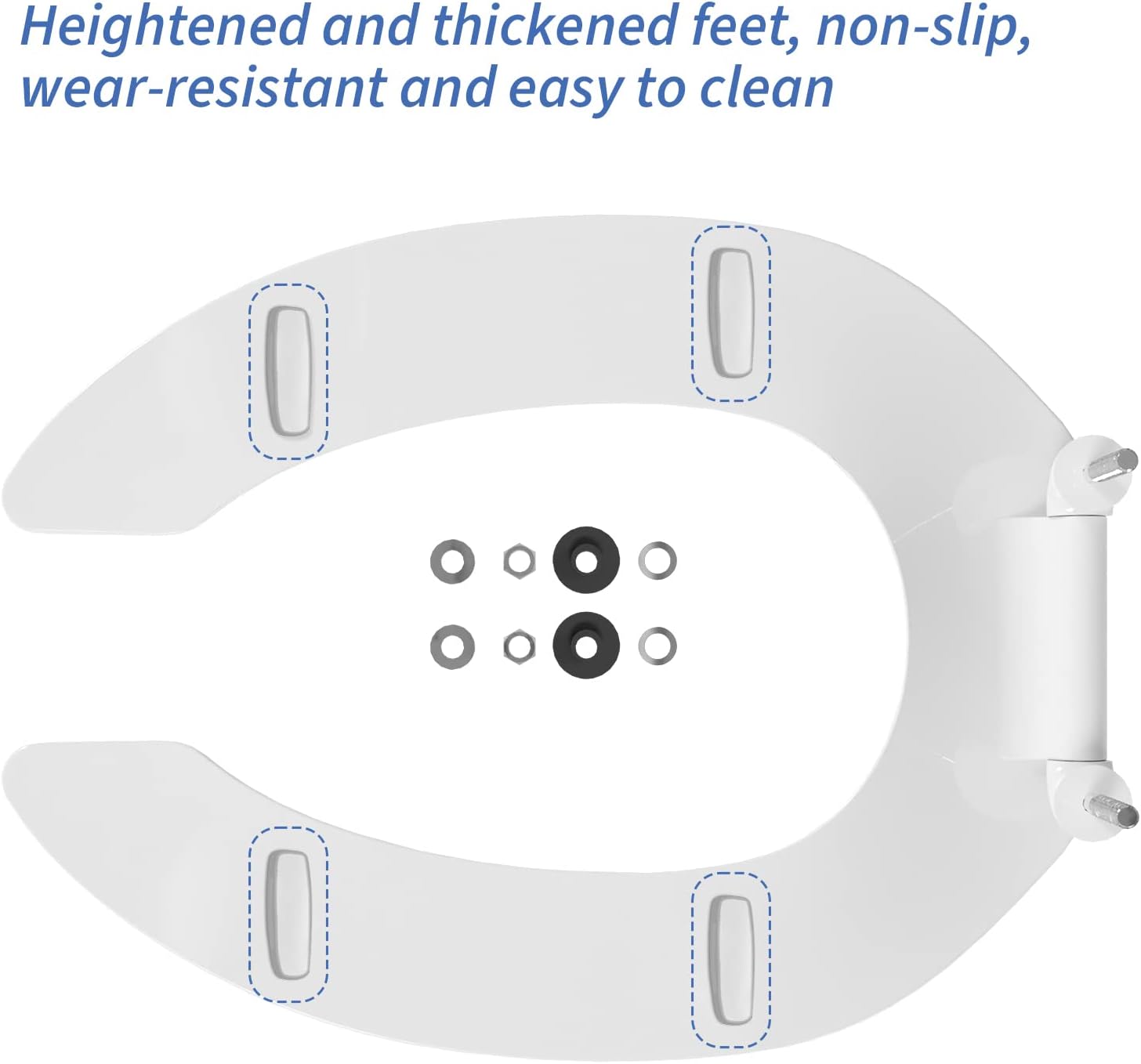 Commercial Heavy Duty Open Front Toilet Seat Without Cover, Thickened Material, Never Loosen, ELONGATED, White(18.5'), 6-Pack