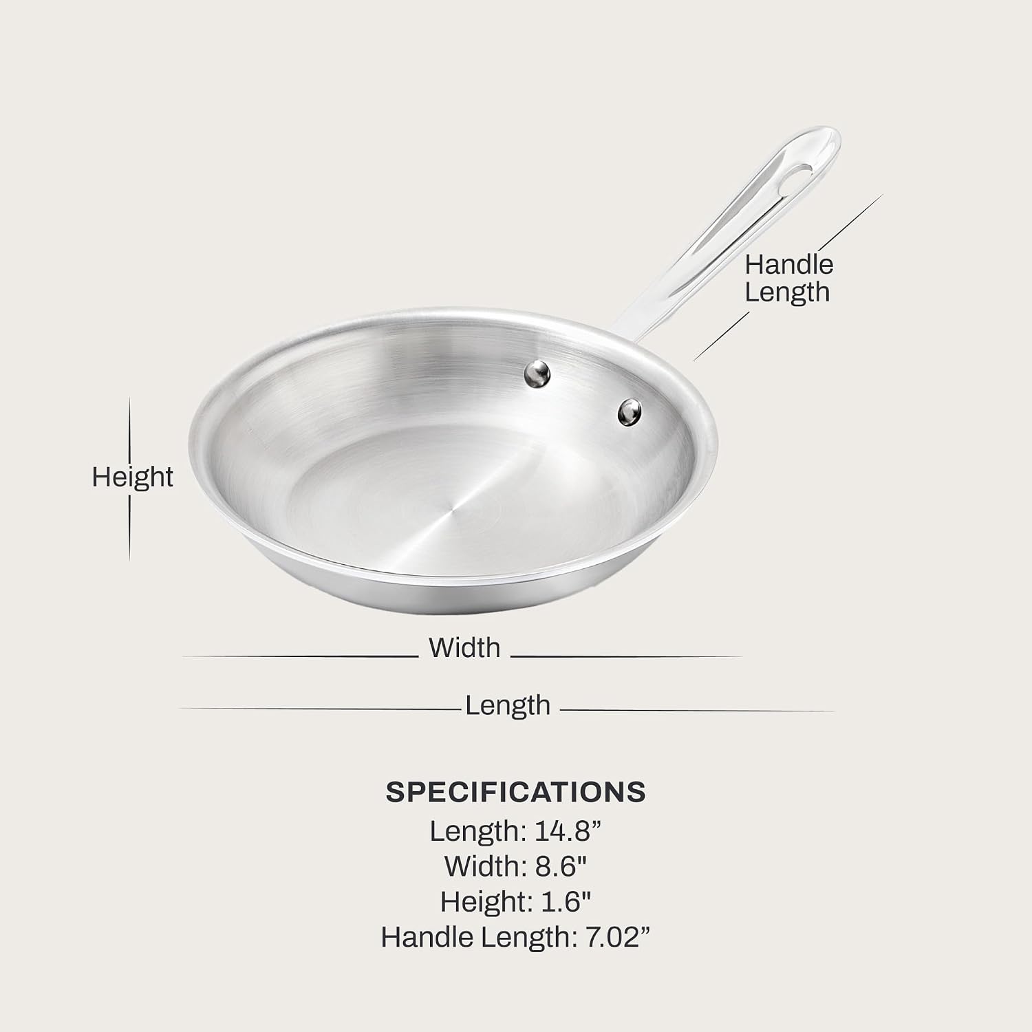 All-Clad D3® Stainless Steel 8 inch Frying Pan- Made in the USA- The Original Bonded Professional Cookware- Oven Safe & Induction Compatible