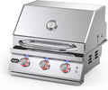 Hygrill Premium XTR 3-Burner Built In Grill, Stainless Steel Grill Head for Outdoor Kitchen with LED Lights, Liquid Propane