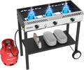 ROVSUN 3 Burner Outdoor Propane Burner with Ignition & Regulator, 225,000 BTU Powerful & Portable Gas Stove Outdoor Stand Cooker for Backyard Patio Cooking Home Camping Brewing Canning Turkey Frying
