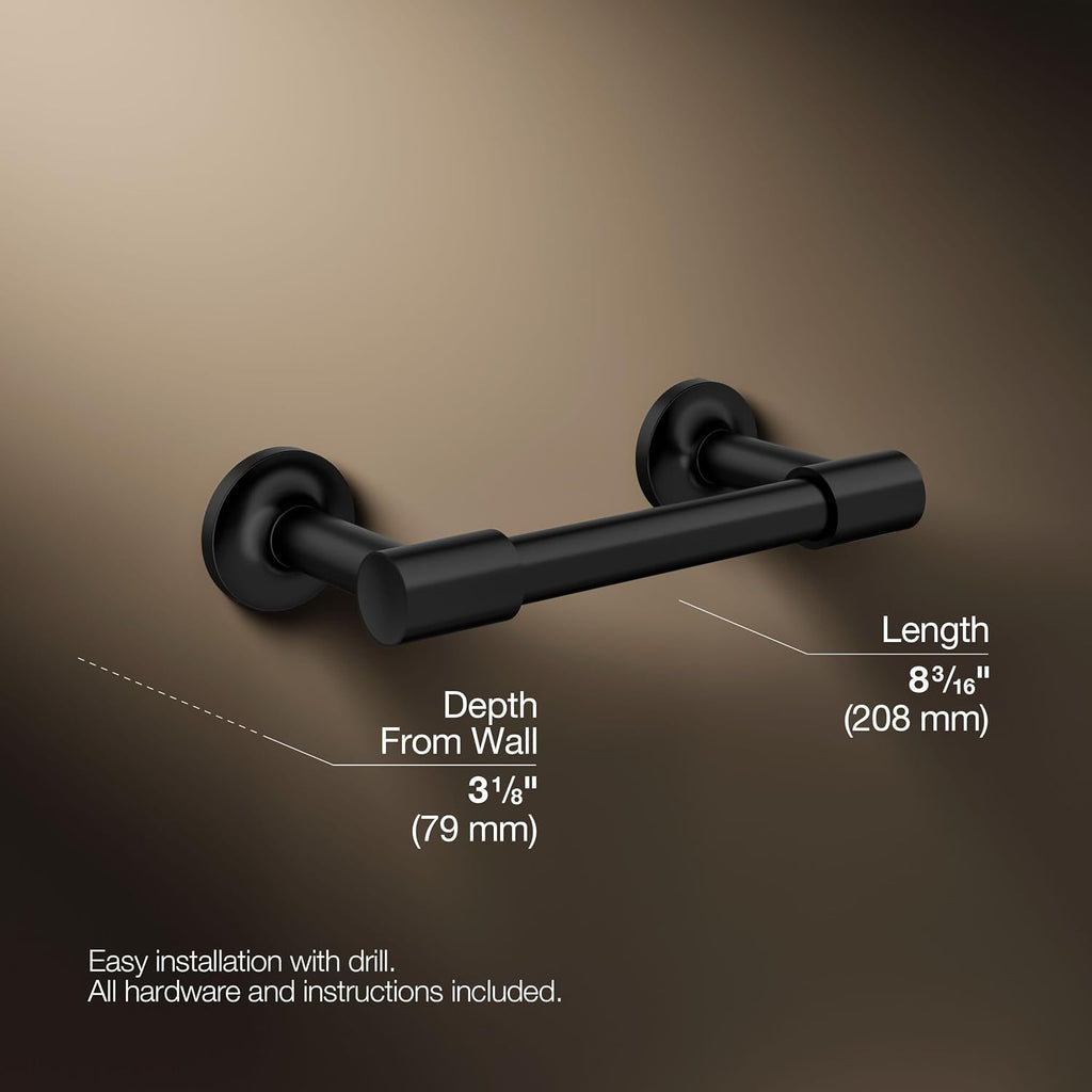 KOHLER 14377-BL Purist® Pivoting Toilet Paper Holder, Matte Black