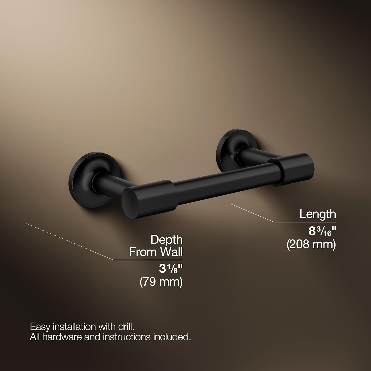 KOHLER 14377-BL Purist® Pivoting Toilet Paper Holder, Matte Black