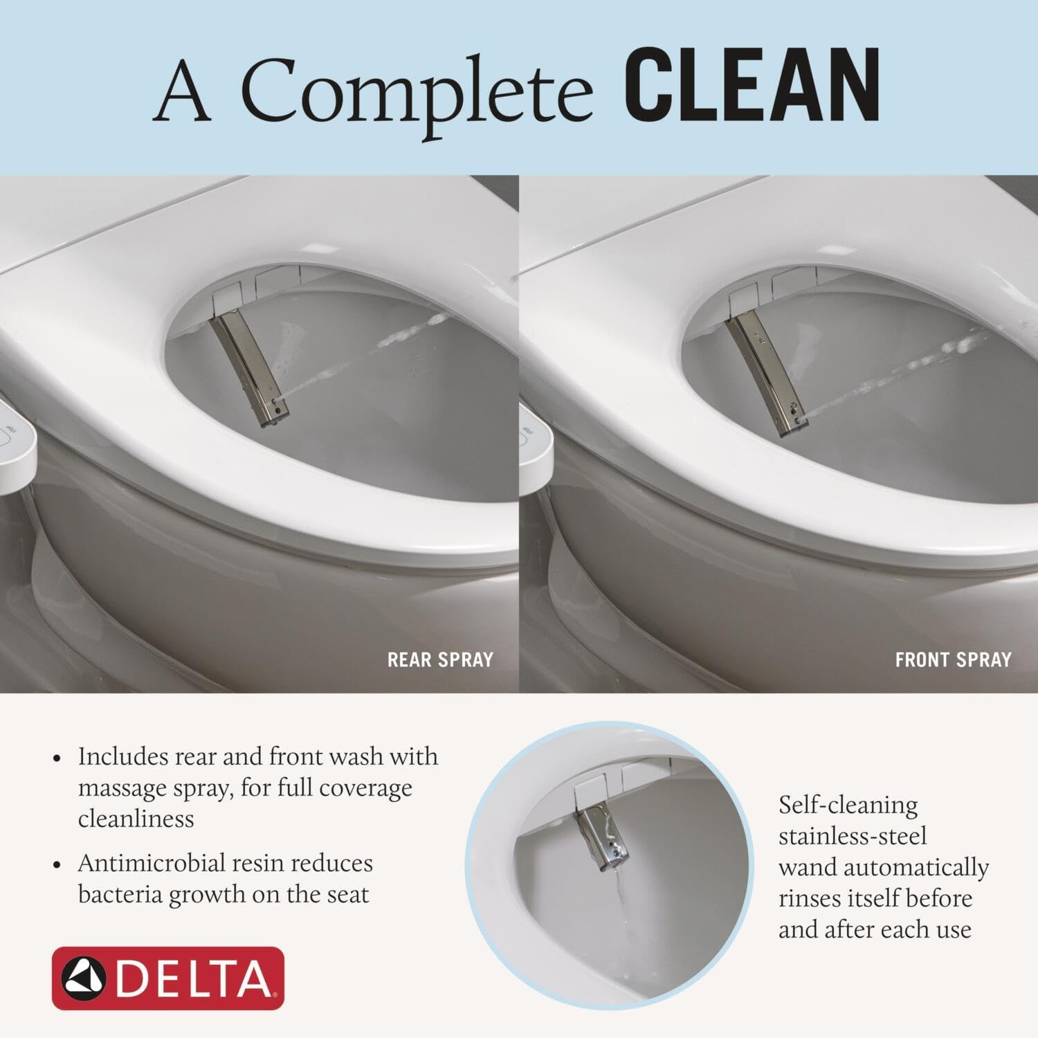 Delta Faucet Refresh Standard Elongated Electric Bidet Toilet Seat, Warm Water Bidet, Bidet Attachment for Toilet, Toilet Seat Bidet, Bidet Toilet Seat Elongated, White 893005E-WH