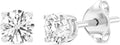 Gilded Lab-Grown Diamond Stud Earrings 10KT White Gold and 10KT Yellow Gold | Hypoallergenic Fine Gold Jewelry | 4-Prong Basket, Push Back Nut | VS2 SI1 Clarity, F Color, Round Cut | 1/5,1/4,1/3,3/8,1/2,3/4,1,2 ct tw