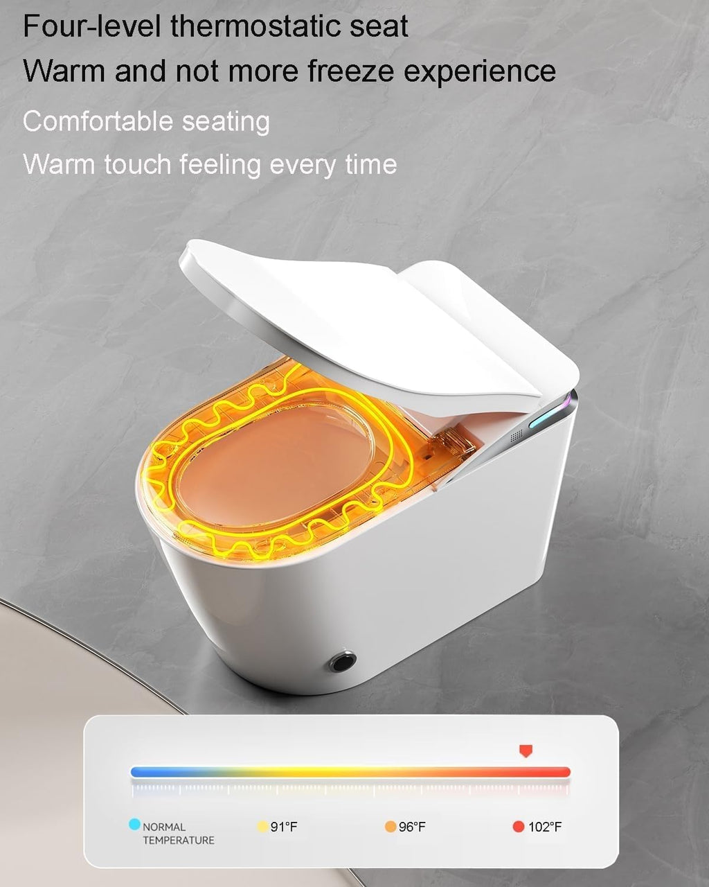 Smart Toilet with Bidet Built In, One Piece Toilet with Built-in Tank, Auto Open/Close Lid, Auto Flush, Remote Control, Adjustable Heated Seat, Foam Shield, Warm Water and Dryer, Night Light