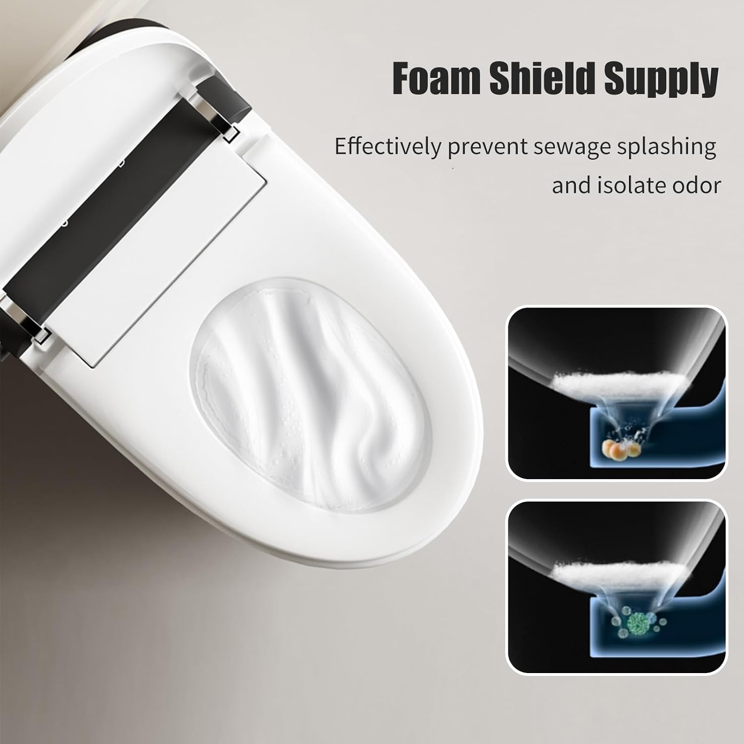 Smart toilet with Bidet Built In Vioce Control AUTO Open & Close, One piece toilet Off-seat AUTO Flush, Heated Toilet Seat Remote Control Warm Water Sprayer and Dryer (BSJ-black)