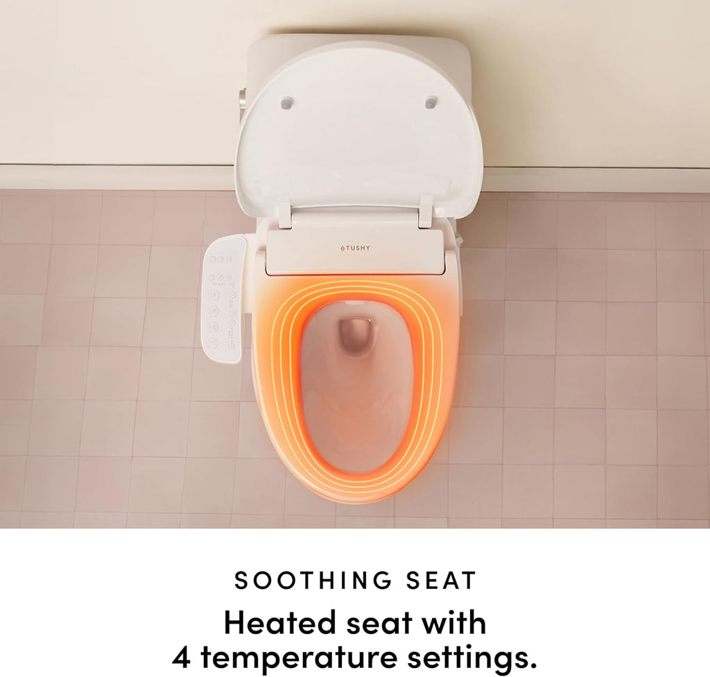 TUSHY Cloud Electronic Bidet Heated Toilet Seat: Instant Warm Water, Adjustable Air Dryer, Soft Close Lid and Seat & Night Light (Self Cleaning Nozzle and Water Filter), Elongated