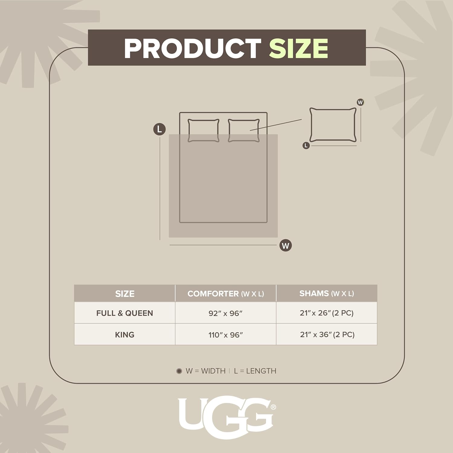 UGG Blissful Comforter Set with 2 Pillow Shams, Warm Winter Bedding, Fluffy Reversible Down Alternative Bedding, King/California King Size Comforter Set, Brown Fawn