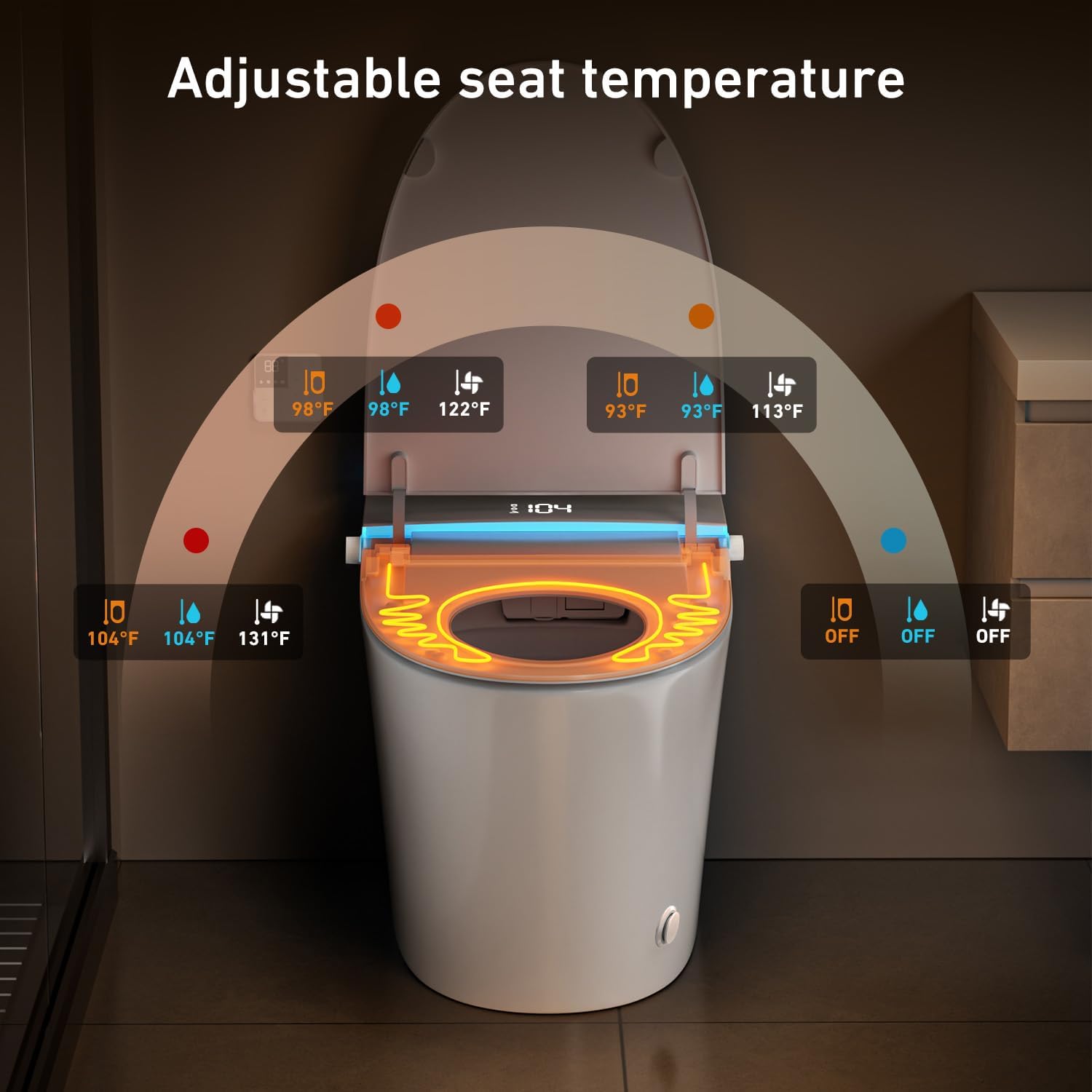 Luxsury Smart Toilet with Bidet Built-In, Bidet Toilet with Foam Shield, Deodorization, Elongated Heated Seat & Auto Flush, ADA Height, Instant Warm Water, Air Dryer, Night Light