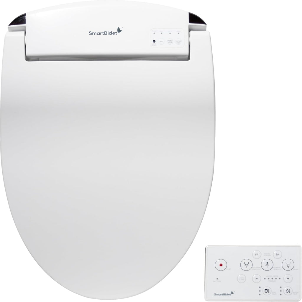 SmartBidet® SB-2400 Advanced Electric Smart Bidet Slim Profile Seat in Elongated White with Remote Control, LED Night Light, Stainless Steel Nozzle, Heated Seat, Warm Dryer