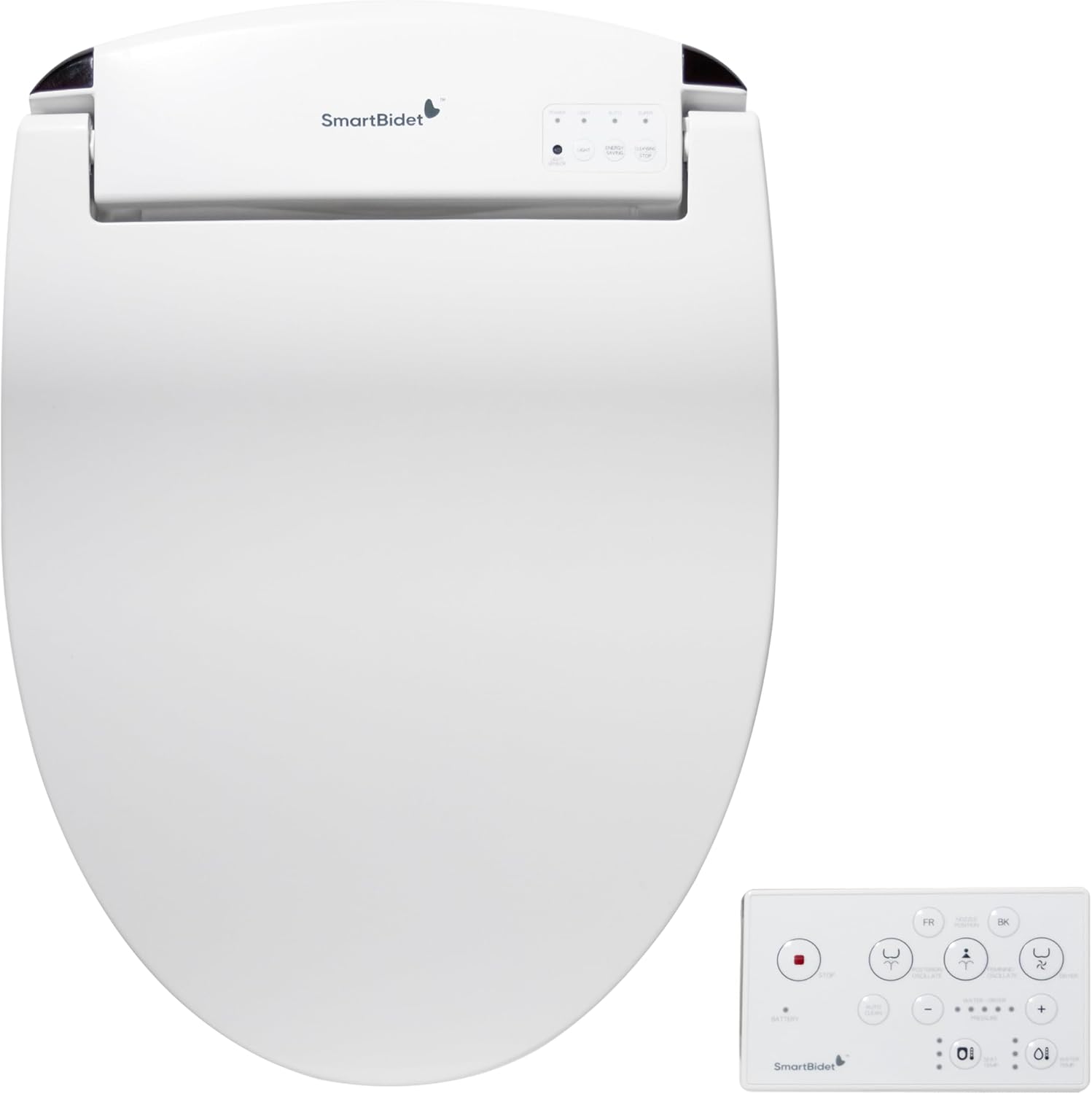 SmartBidet® SB-2400 Advanced Electric Smart Bidet Slim Profile Seat in Elongated White with Remote Control, LED Night Light, Stainless Steel Nozzle, Heated Seat, Warm Dryer