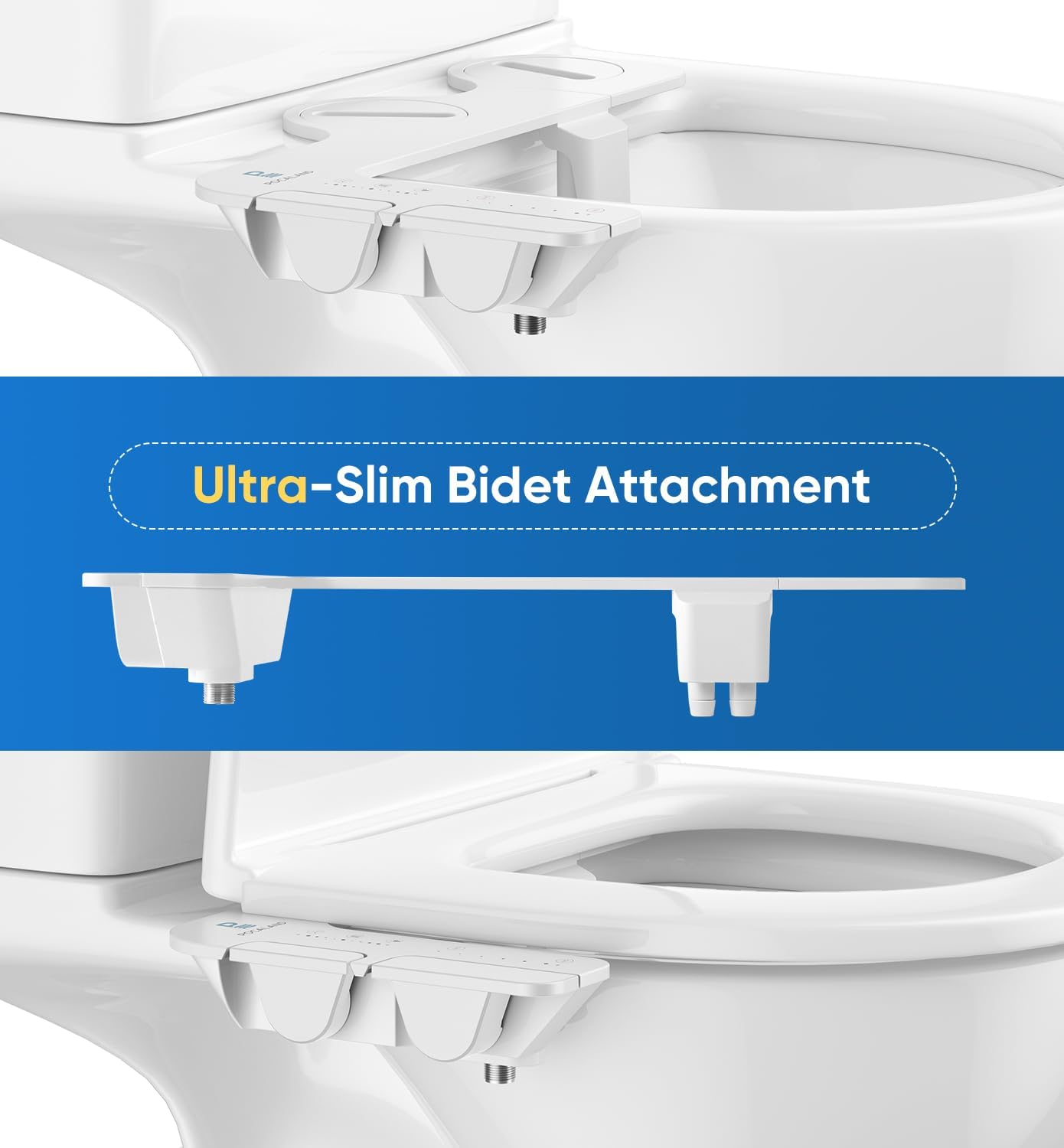 Non-Electric Bidet Attachment for Toilet Seat, Adjustable Fresh Cold Water Pressure, Stainless Steel Inlet