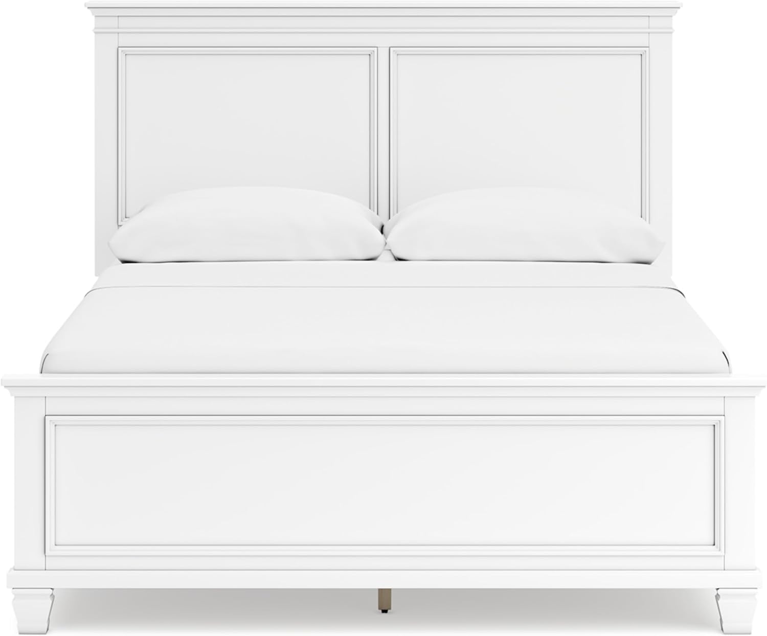 Signature Design by Ashley Fortman Transitional Queen Panel Bed with Tapered Feet, Foundation or Box Spring Needed, White