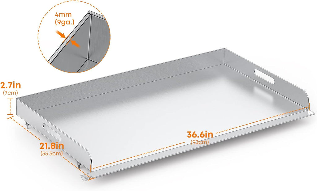 Stanbroil Flat Top Griddle for Royal Gourmet GB4001 GB4001B 4-Burner Gas Grill Griddle, 36-inch Stainless Steel Griddle Replacement Top with Handles and Front Grease Management System