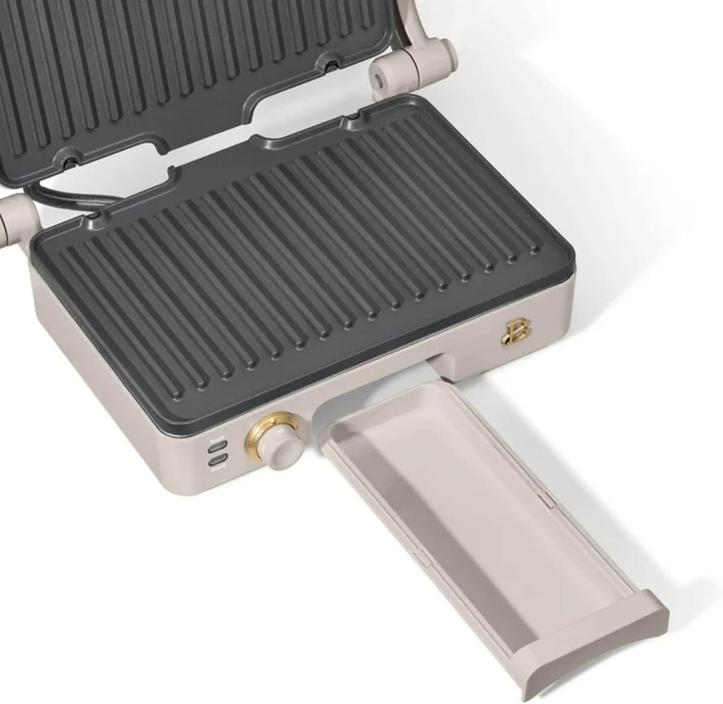 Panini Press Indoor Grill 2-in-1 Electric Contact Grill with Removable Nonstick Plates, 1200W Adjustable Temperature Sandwich Maker (Porcini Taupe)