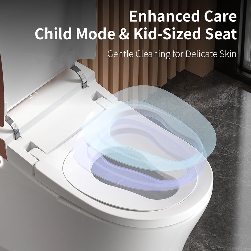 Smart Toilet Bidet with Auto Open Close One Elongated Toilet with Tank Built in,with Warm Water Sprayer and Dryer, Instant Warm Water,Heated Seat,CSA,Power Outage Flushing Mode