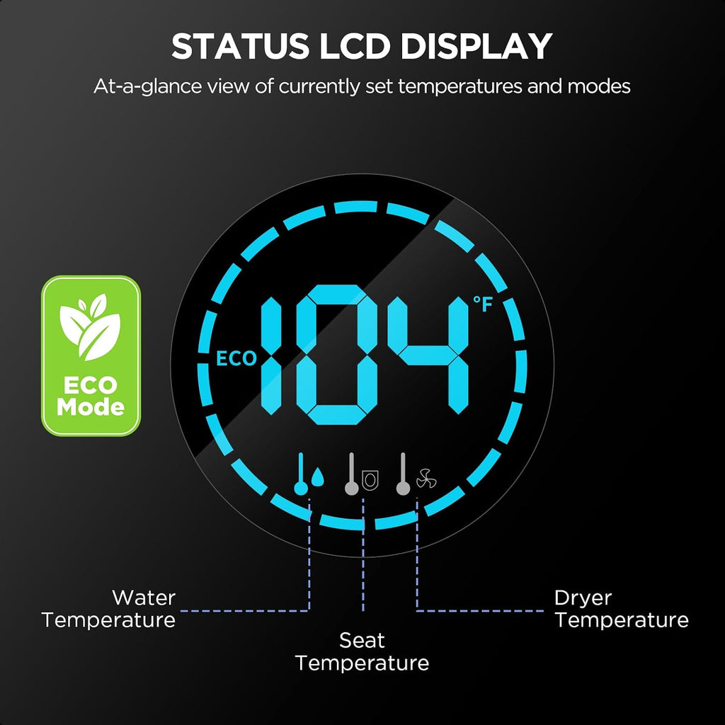 Smart Electric Bidet, Japanese Heated Toilet Seat Elongated with Dual Control, LED Display, Instant Warm Water & Air Dryer, Self-Clean Nozzle, Slow Close Lid, UV Light, Child/ECO/Silent Mode
