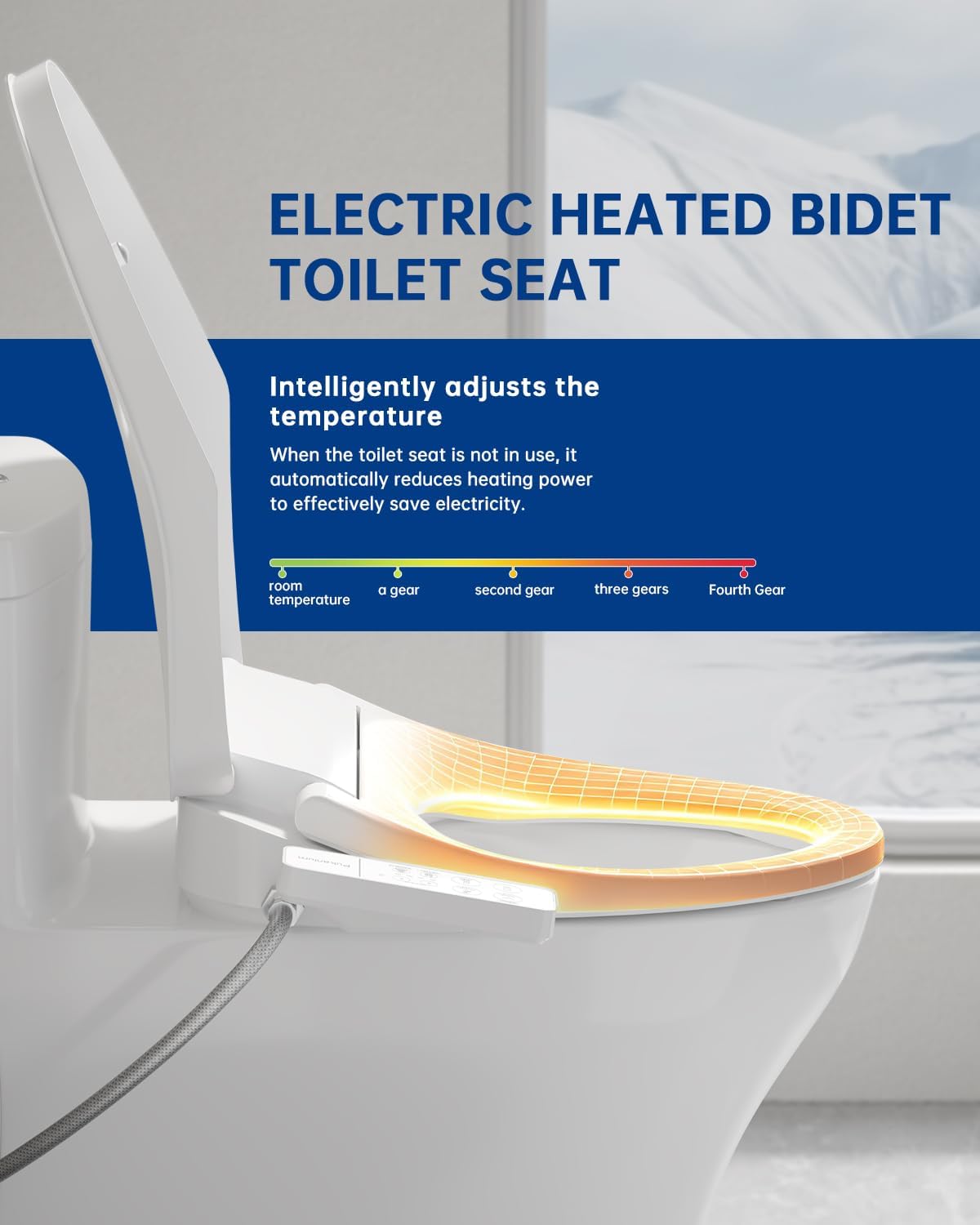 Heated Smart Toilet Seat with Feminine Wash & Dryer, Elongated Bidet with Adjustable Water Temperature, Pressure & Nozzle Position, Easy Installation & Soft-Close Lid for Modern Bathrooms