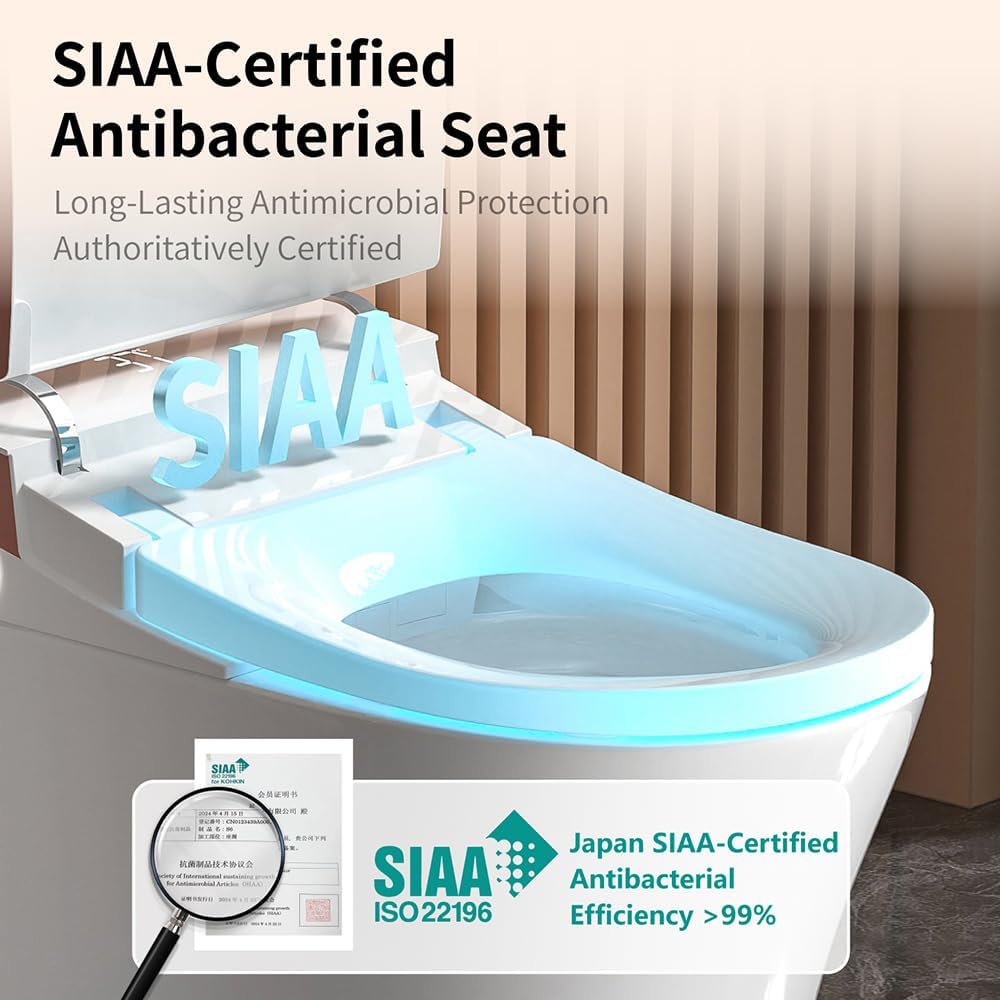 Smart Toilet Bidet with Auto Open Close One Elongated Toilet with Tank Built in,with Warm Water Sprayer and Dryer, Instant Warm Water,Heated Seat,CSA,Power Outage Flushing Mode
