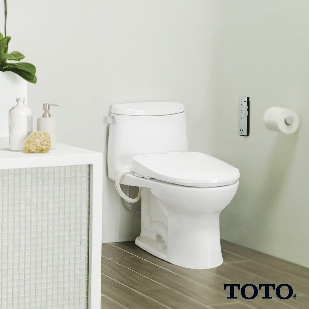TOTO WASHLET S350e Electronic Bidet Toilet Seat with Auto Open and Close and EWATER+ Cleansing, Round, Cotton White - SW583#01