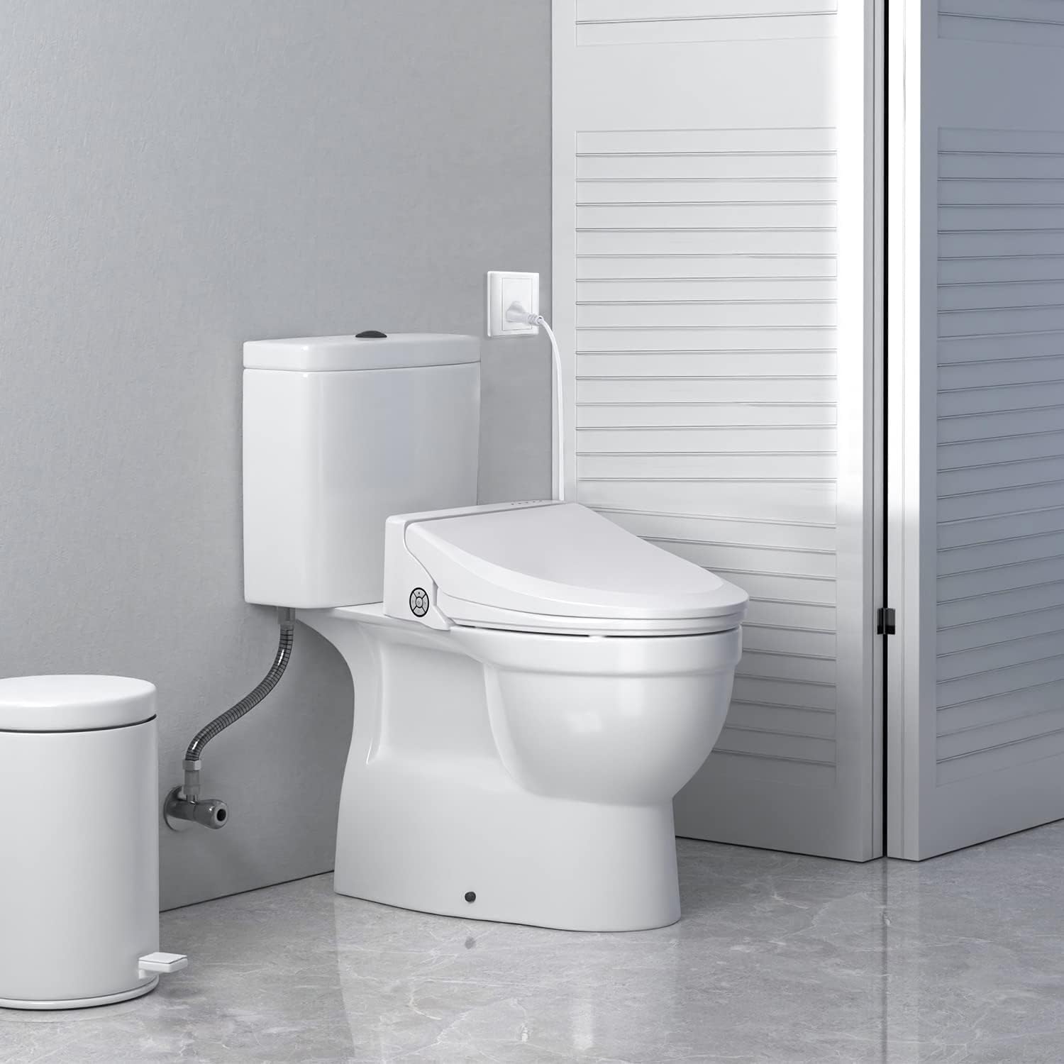 ZMJH A102DS-W Electronic Bidet Toilet Seat, Round, Smart Unlimited Warm Water, Heated Seat with Slow Closes, Vortex Wash, Warm Dryer, Rear and Front Wash, Remote Control, Night Light, White