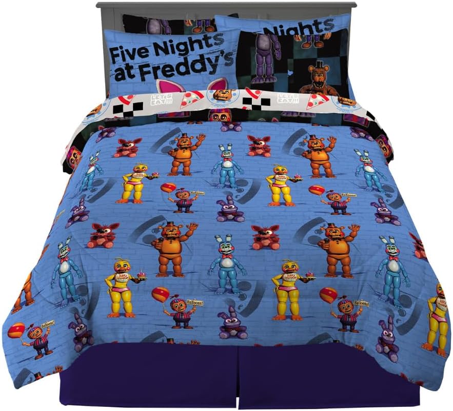 Five Nights At Freddy's Kids Bedding Super Soft & Cozy Comforter and Sheet Set with Sham, 7 Piece Queen Size, (Officially Licensed Product) By Franco