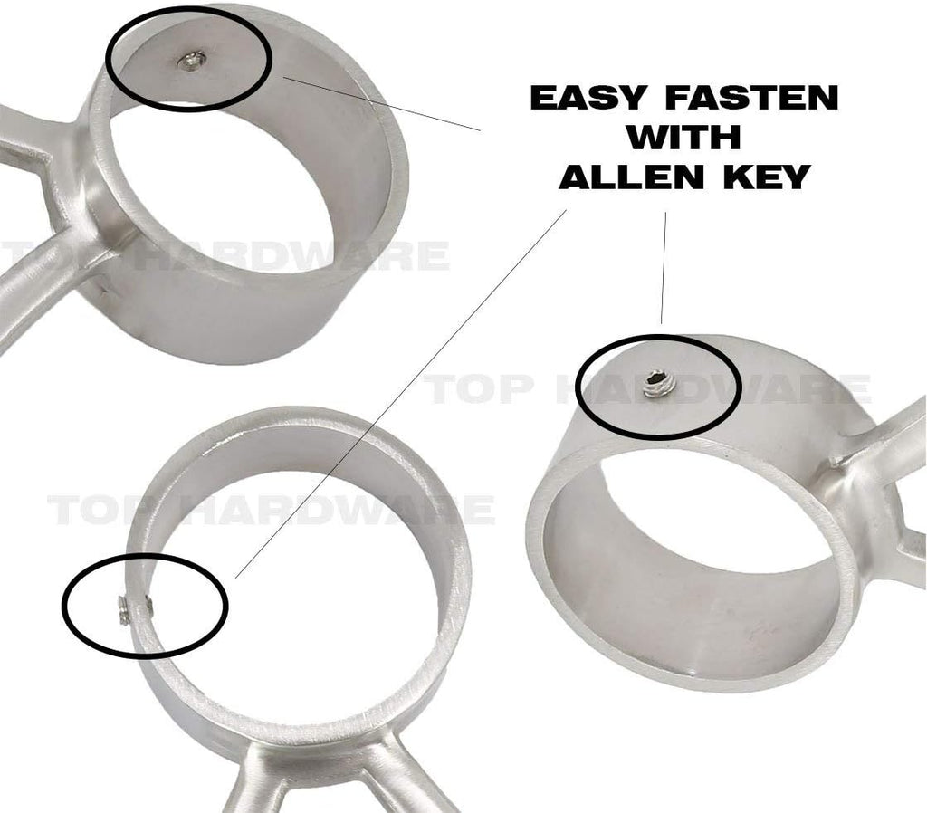 Solid Bar Mount Foot Rail Kit (Custom-Made), Brushed Stainless Steel Tubing (2 in OD, 10 ft = 60 in x 2 Long) w/Internal Connector, Bar Mount Foot Rail Bracket, Domed End Cap