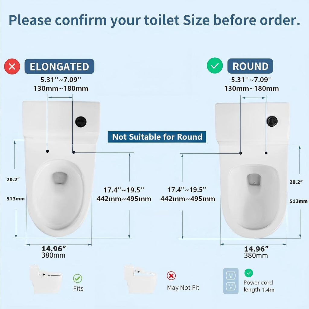 Electric Bidet Toilet Seat Round,24V Low-Voltage Heated Seat Instant Warm Water Wash & Warm Air Dryer,Self-Cleaning Nozzle,Remote Control,Soft Close Lid,Smart Bidet for Standard Round Toilets