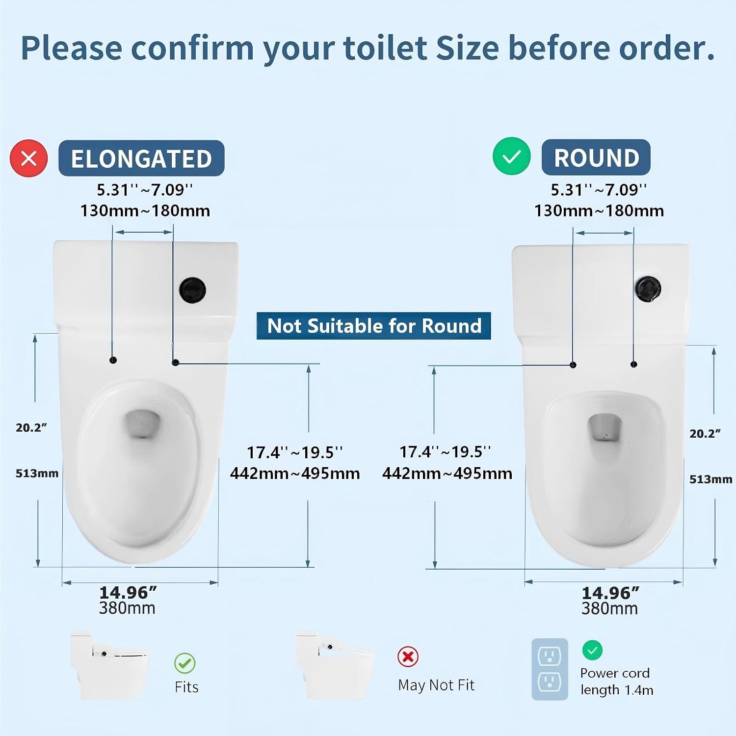 Electric Bidet Toilet Seat Round,24V Low-Voltage Heated Seat Instant Warm Water Wash & Warm Air Dryer,Self-Cleaning Nozzle,Remote Control,Soft Close Lid,Smart Bidet for Standard Round Toilets