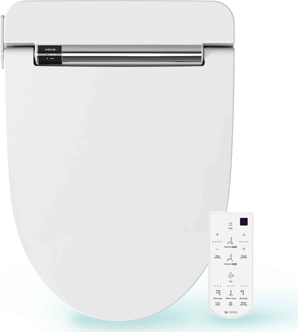 VOVO VB-4000SE Elongated Bidet Toilet Seat, Warm Water, LED Light, Heated Seat, White, Deodorizer, Dryer, Stainless Steel Nozzle, Made in Korea