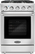 COSMO COS-EPGR244 24 in. Haven Collection 3.73 cu. ft. Gas Range with 4 Sealed Burners, Cast Iron Grates, Convection Oven, Stainless Steel