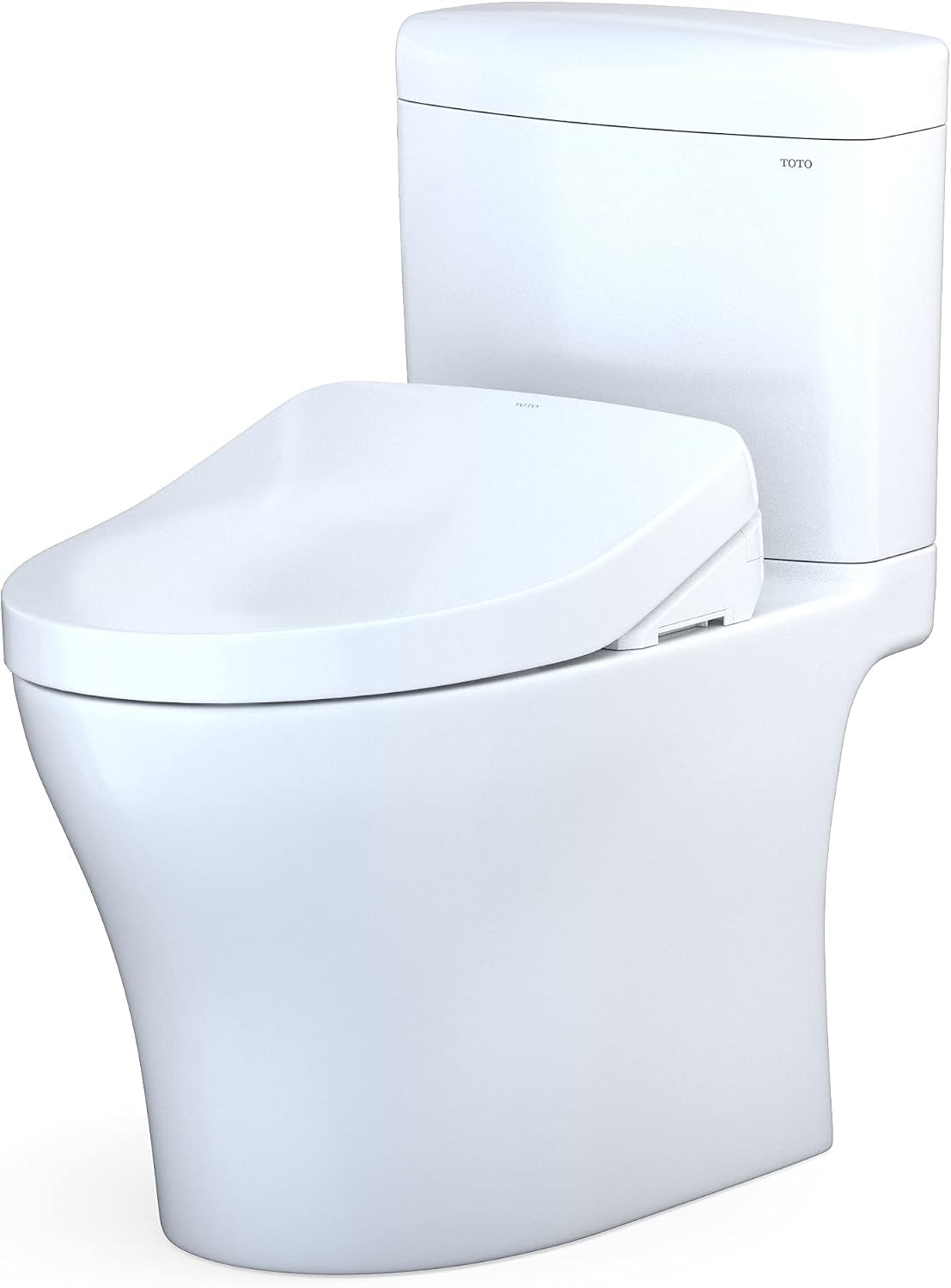 TOTO® WASHLET®+ Aquia IV® Cube Two-Piece Elongated Dual Flush 1.28 and 0.9 GPF Toilet with Auto Flush S550e Bidet Seat, Cotton White - MW4363056CEMFGNA#01