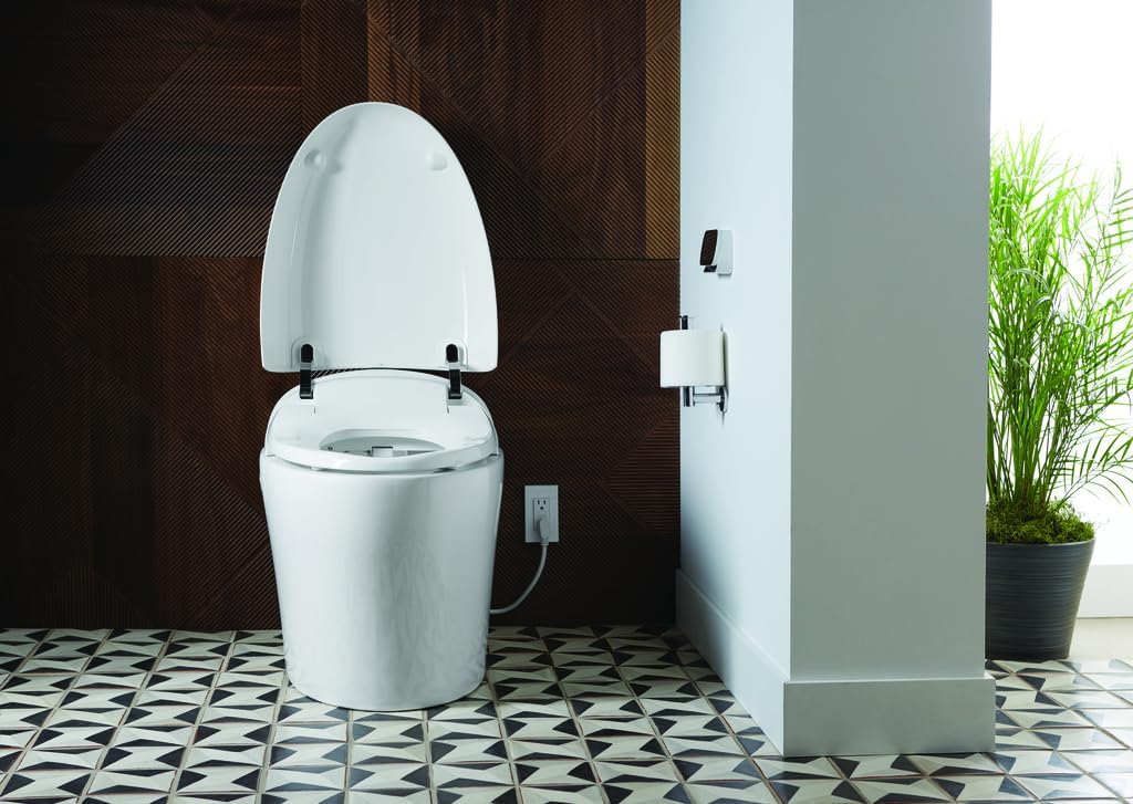 KOHLER 77780-0 Karing Smart Toilet with Bidet Built In, Auto Open & Close, One-Piece Elongated Smart Bidet Toilet with Heated Seat, 1.08 GPF, White