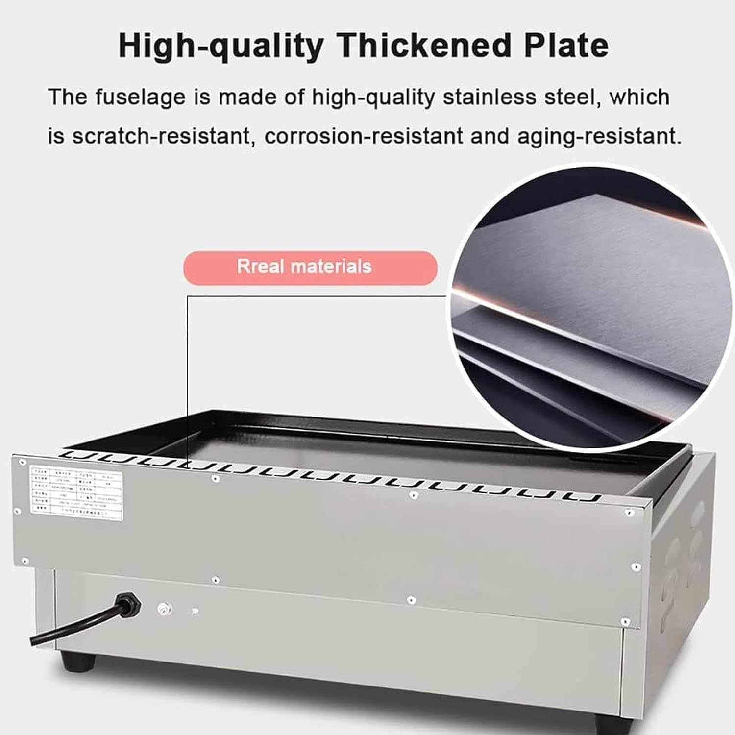 BaNbe Countertop Electric Griddle, Commercial Enamel Cast Iron Cooking Plate Hot Plate BBQ Grill, Non-Stick, 50-300℃ Adjustable, Indoor And Outdoor Use, For BBQ Cooking Steak, Pancakes Etc, 20240115