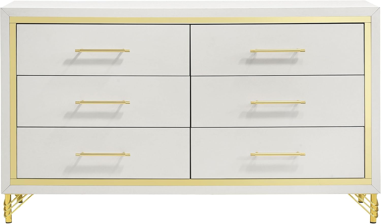 Coaster Home Furnishings - Lucia - 4-Piece Bedroom Set with Upholstered Bed and Gold Finish Trim Accent - Modern Classic - Bedroom - Beige & White - 224731Q-S4