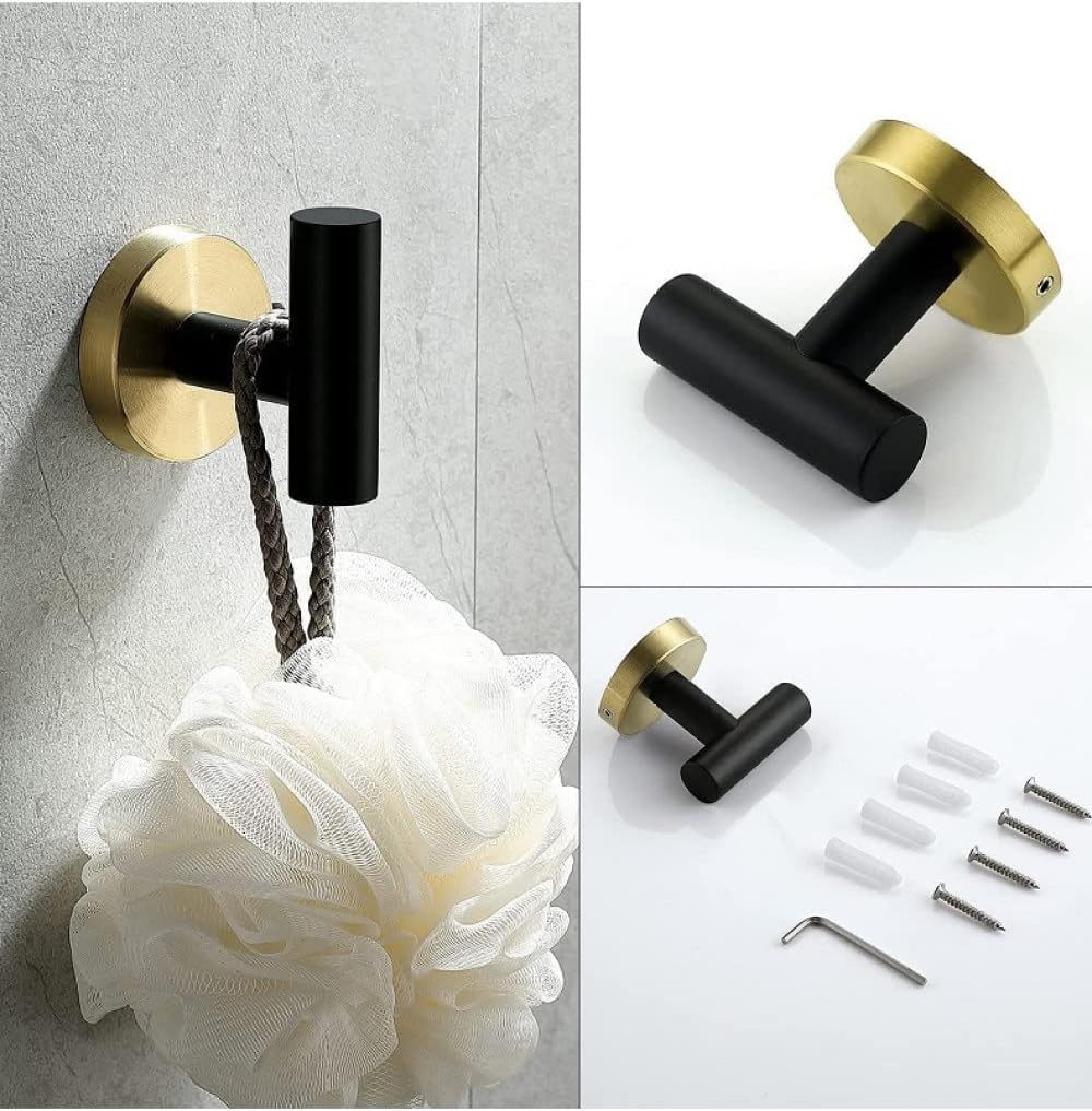 Bathroom Accessories Toilet Paper Holder Towel Holder Set Bath Shower Towel Ring Robe Hook Black Hardware,3 Pieces Set01