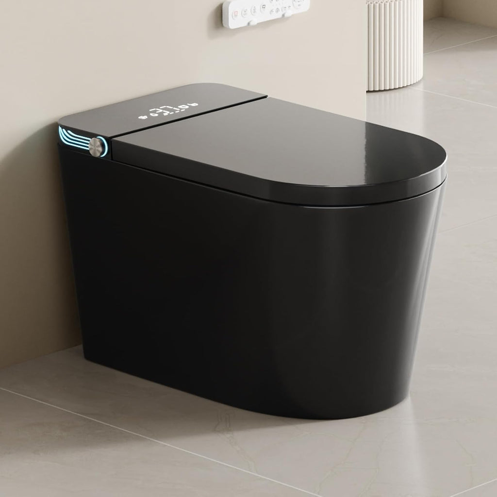 BONSAM Smart Toilet with Auto Open/Close Lid, Modern Toilet with Bidet Built In, Foam Shield, Auto Flush, Warm Water&Dryer, Self-Cleaning Heated Seat Toilet with Remote Control for Seniors & Families.