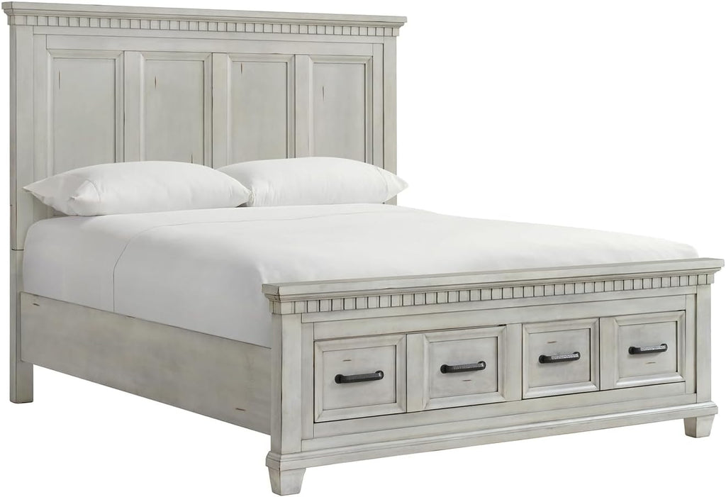 Picket House Furnishings Windom King Storage 5PC Bedroom Set in Antique White