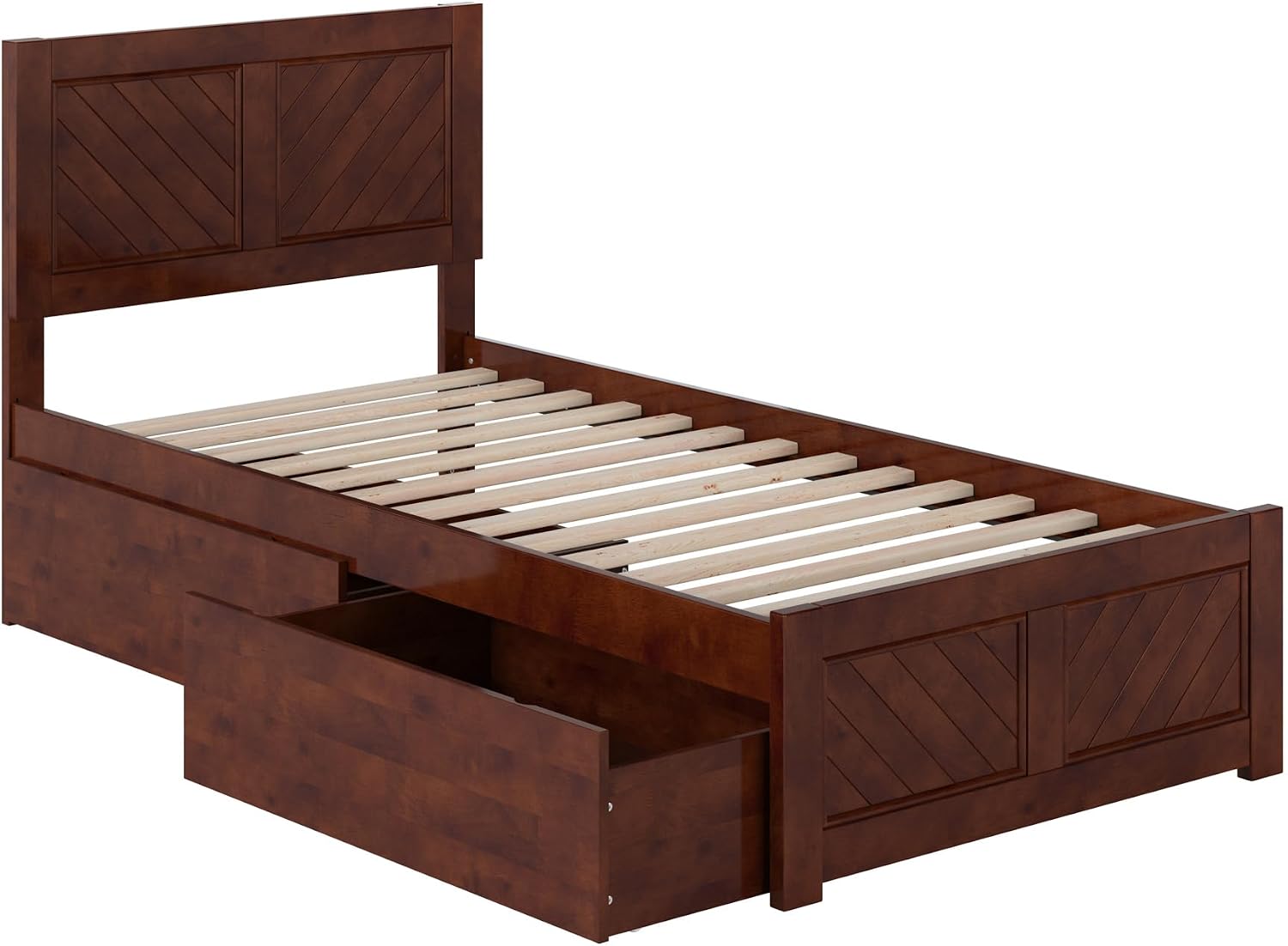 AFI, Canyon Twin XL Platform Bed with Matching Footboard & Storage Drawers, Walnut