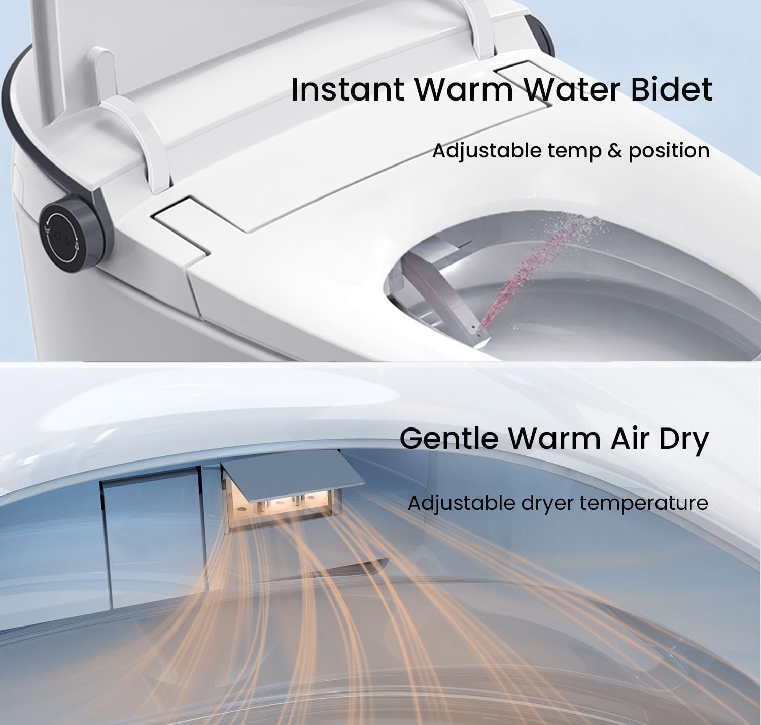 R&T FA59-T Smart Toilet – Auto Open & Flush, Heated Seat, Warm Water Bidet, Air Dryer, Dual Flush (1.1/1.6 GPF), Deodorizer, Night Light, Power Outage Flush, 2-User Presets