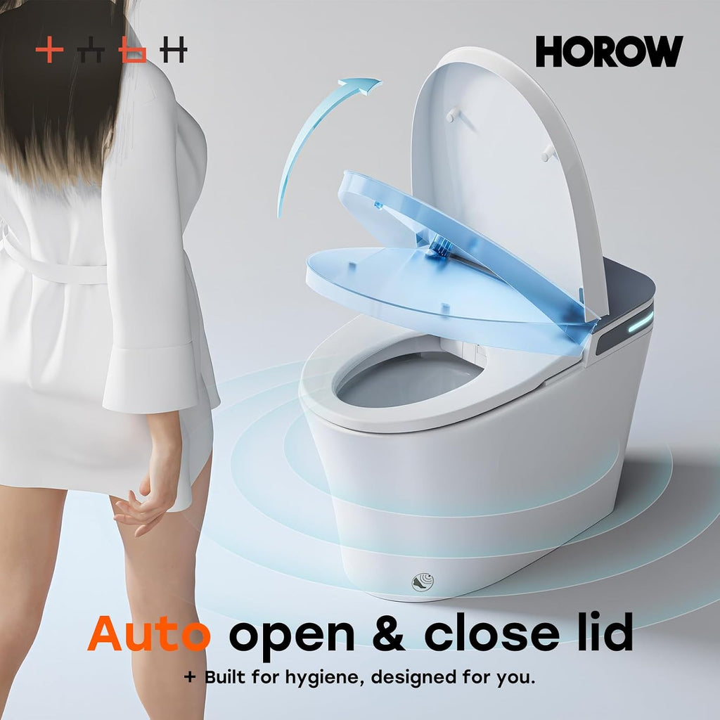 HOROW Bidet Toilet 10' Rough-in, Smart Toilet with Auto Open/Close Lid, Smart Toilet with Bidet Built-in, Instant Warm Water, Elongated Heated Seat, Dryer, Blackout Flushing and Deodorization