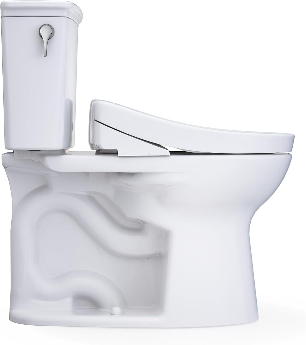 TOTO® Drake® Transitional WASHLET®+ Two-Piece Elongated 1.28 GPF Universal Height TORNADO FLUSH® Toilet with S5 Bidet Seat, Cotton White - MW7863446CEFG.10#01