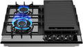 GASLAND 24 Inch Gas Cooktop with Griddle 4 Burners, GH60EF Drop-in Propane Stove Top with Thermocouple Protection, LPG/NG Convertible Dual Fuel Natural Gas Hob, Black