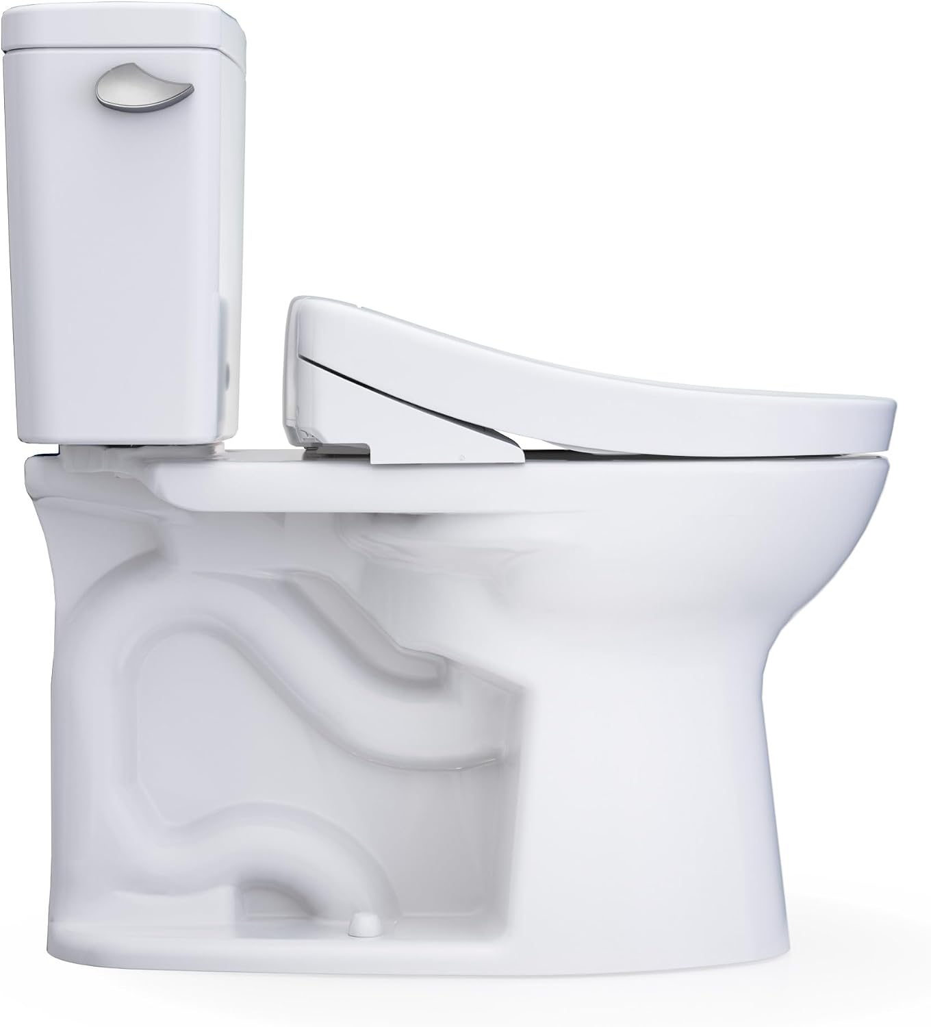 TOTO® Drake® WASHLET®+ Two-Piece Elongated 1.28 GPF Universal Height TORNADO FLUSH® Toilet with S5 Bidet Seat, Cotton White - MW7763446CEFG#01