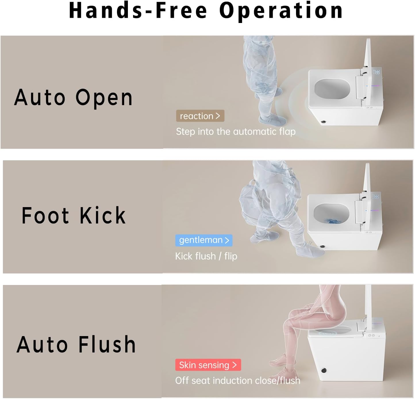 WinZo Elongated Smart Toilet with Tank Built-in,Square Auto Flush, Rectangle Heated Bidet Seat & Drying, Night Light Convenient For Seniors, Luxury Bathroom Or Low Water Pressure Space, White