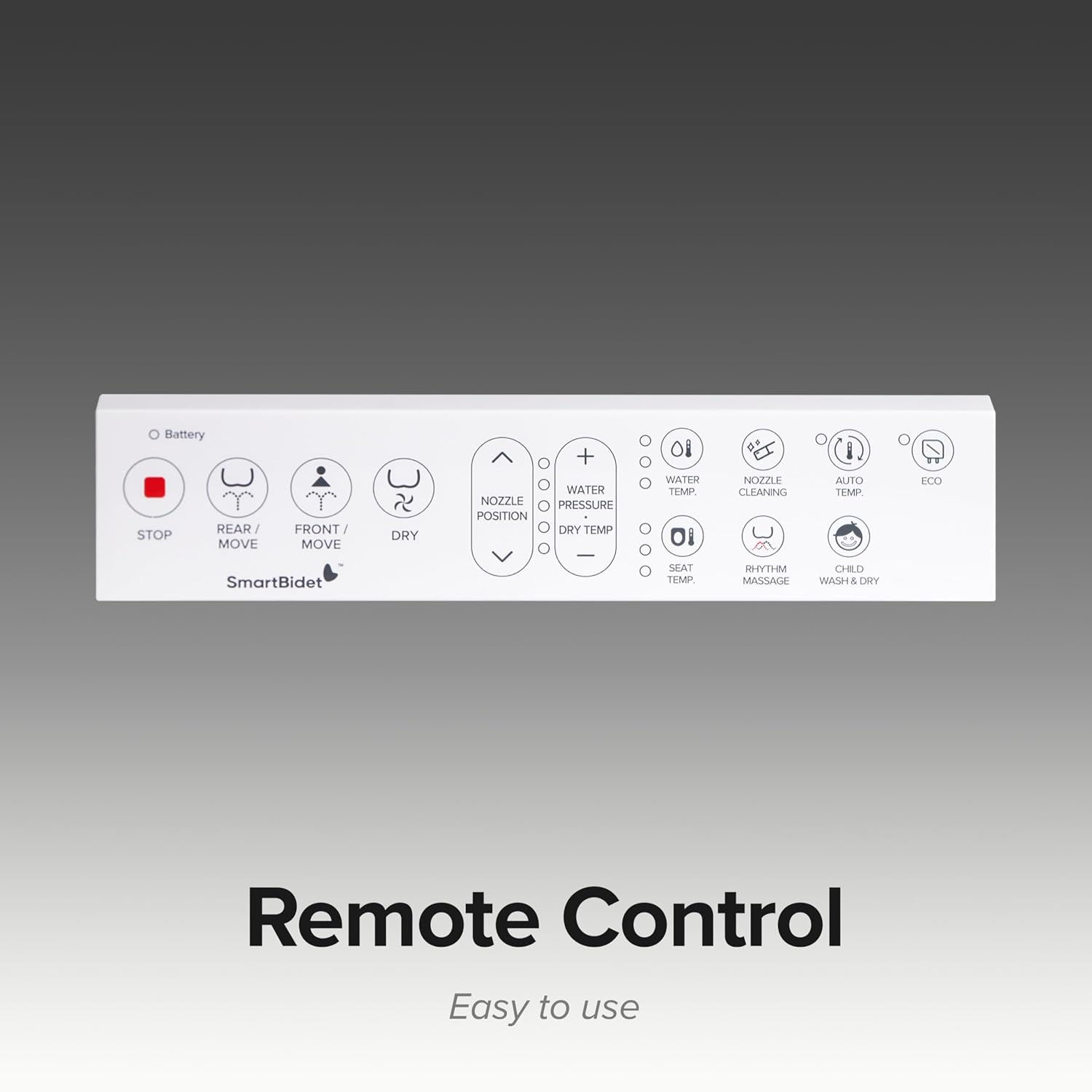 SmartBidet® SB-1200 Luxury Advanced Electric Smart Bidet Elongated White Toilet Seat, with Remote control, Endless Warm Water with LED Night Light, Slim Profile