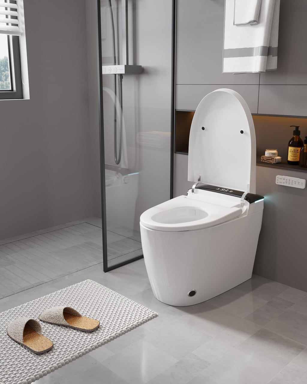 TOTTE Luxury Smart Toilet with Bidet, Hands-Free with Auto Open/Close Lid & Self-Cleaning Bowl | Adaptive Warm Water Wash & Heated Seat, Built-in Aroma, One-Piece Elongated Design