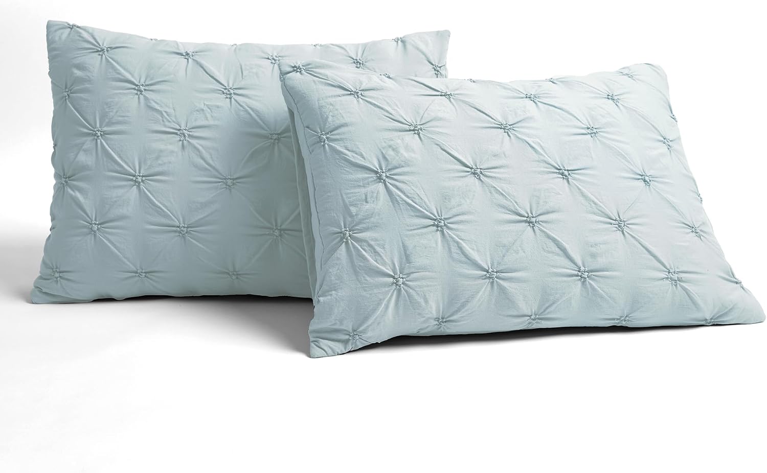 Lush Decor Ravello Pintuck Comforter Set - Luxe 5 Piece Textured Bedding Set - Traditional Glam & Farmhouse Inspired Bedroom Decor - King, Blue
